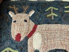 Primitive Wool Rug Hooking custom Hand Hooked rudolph The Red Nose Reindeer mat