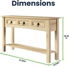 Solid Wood Hall Table Narrow Console Farmhouse Entryway Table W  3 Drawers Shelf