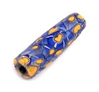 Rare Elbow Venetian Antique Blue W mustard Eye Millefiori African Trade Beads