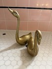 Vintage Solid Brass Swan Figurines Set Of 2 Mid Century Art Deco Home Decor