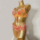 New Sequins Beaded Samba Belly Dance Costume Carnival Edc Outfit Bra Belt Orange