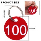 Numbers Key Tags  1-100 Plastic Id Hang Tag With Metal Ring red   White 