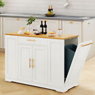 Large Rolling Kitchen Island With Trash Can Cabinet Trolley Island With Drawer