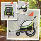 Child Baby Bike Trailer Kids 2 Seater  Bike Stroller Toddler  Green
