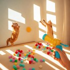 Cat Toy Ball Launcher 2-pack With 50 Plush Balls  Interactive Indoor Kitten Toys