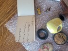 Antique vintage Junk Drawer Lot   Pipe  Autograph Book  Toy Tire  Whistle Etc 
