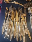 Vintage Vip Daisy Bouquet Gold Plated Flatware 110 Pc 16 Place Settings