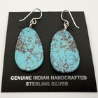 Santo Domingo Pueblo Turquoise Slab Dangle Earrings Native American Jewelry