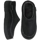  Men s Slip On Moccasin Slippers  Indoor outdoor Warm Fuzzy 11-12 Jet Black