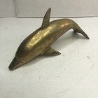 Solid Brass Dolphin   Mid Century Figurine   3    High X 8    Wide