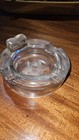 Vtg Mcm Clear Glass Ashtray  Cigar pipe Rest  Starburst Design 4 5  Heavy 