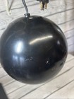 Vtg 60s Mid Century Modern Hanging Globe Lamp Black Metal 6    Round Pendant Light