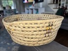 Vtg Sweetgrass Basket Coiled Colorful Star Bottom Hand Woven Southwest 11 5 Inch