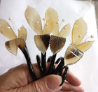 Set Of 4 Antique French Indochina Buffalo Horn Orchid Napkin Rings 4    Art Deco