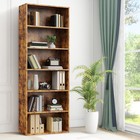6 Tier Open Wood Bookshelf Adjustable Bookcase Wall Shelf Magazines Organizer