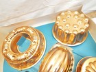 Vintage Mirro Copper-tone Mold Set Of 5 Nos Aluminum Country Decor Heart Bundt