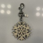 Vintage Coach 2009 Snowflake Leather Bag Charm Keychain White Silver Rhinestone