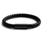 Premium Leather Bracelet For Men   Black Braided Calf Leather   Strong Magnetic