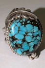 Navajo Sterling Silver Vintage Spiderweb Turquoise Ring Size 6 20x16 Mm Stone