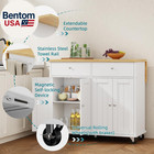 Kitchen Island With Drop Leaf  Rolling Kitchen Cart With Storage On Wheels  Tabl