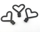 Vintage Cast Iron Heart Finials Ornamental Fence Topper   Black - 3 Pc