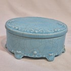 Vintage Porcelain Jewelry Trinket Box  Much Natural Crazing  4 5 