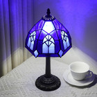 Gothic Tiffany Style Stained Glass Table Lamp 8 Inch Small Vintage Accent Light