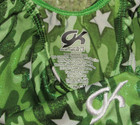 Gk Elite Leotard Green Shimmer Metallic Stars Gymnastics Cm Childs M Euc