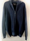 Johnston   Murphy Cardigan Merino Wool Blend Full Zip Herringbone Blue New Xl