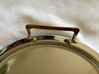 Kromex Chrome Round Serving Platter Tray 13 In Brass Handles Usa Vtg Retro Nice