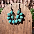 925 Silver Kingman Turquoise Cluster Dangle Earrings Southwestern 