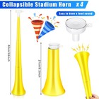 Sosation 4 Pieces Collapsible Stadium Horn 24 Inch Vuvuzela Plastic Yellow