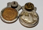 Set 2 Coins Encased In Silver   Enamel Pins Buffalo Nickle   Indian Head Penny