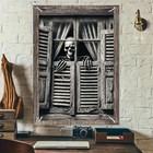 Halloween Skeleton Shutter Window Cover 31x47 Inch Polyester Polyester  Skeleton