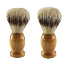 2-pack Wood Handled Badger Hair Shaving Brush For Use With Aeorsol-free Shavi   