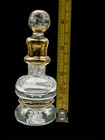 Clear Blown Glass With Gold Gilding Perfume Bottle   Stopper 4 25  H As Is