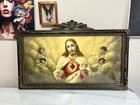 Vintage Sacred Heart Of Jesus Framed Print 30  Ornate Wood Religious Art