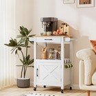 Rolling Kitchen Island Cart With Storage Cabinet   Microwave Stand  Small Coffee