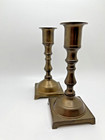 Vintage Pair Brass Candle Stick Holder 5 5    With Square Base