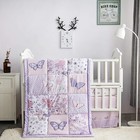 Baby Crib Bedding Set For Girls  Lilac Butterfly 3 Piece Standard Size Crib S   