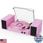 Vinyl Record Player With External Speakers  Bluetooth 3 Speed Vintage Belt-dr