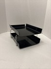 Vintage Mcdonald Design Mid Century Modern File Trays Black And Chrome 2 Tier