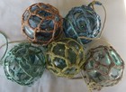Custom Order Japanese Glass Fishing Floats 3-3 5  Netted  5  Five Varied Nets