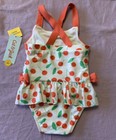 Cat   Jack Baby Girl 1 Piece Cherry Print Ruffles Crossed Strap Swimsuit White