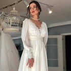 Beach Chiffon Wedding Dresses Long Sleeves V Neck Beach Backless Bridal Gowns