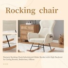 Nursery Rocking Chair upholstered Glider Rocker With High Backrest For Living   