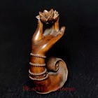 3  Old Chinese Boxwood Hand Carved Lotus Buddha s Hand Statue Table Decoration