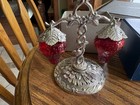 Vintage Red Glass Hanging Strawberry Salt   Pepper Shakers Japan Glow