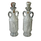 Jim Beam 1971 Greek Olympian Decanter Set Of 2 Gray Marble Glass Vintage