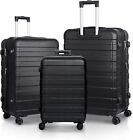 Expandable Luggage Set 3 Piece 21 26 30  Black Hardshell Suitcase With Tsa Lock 